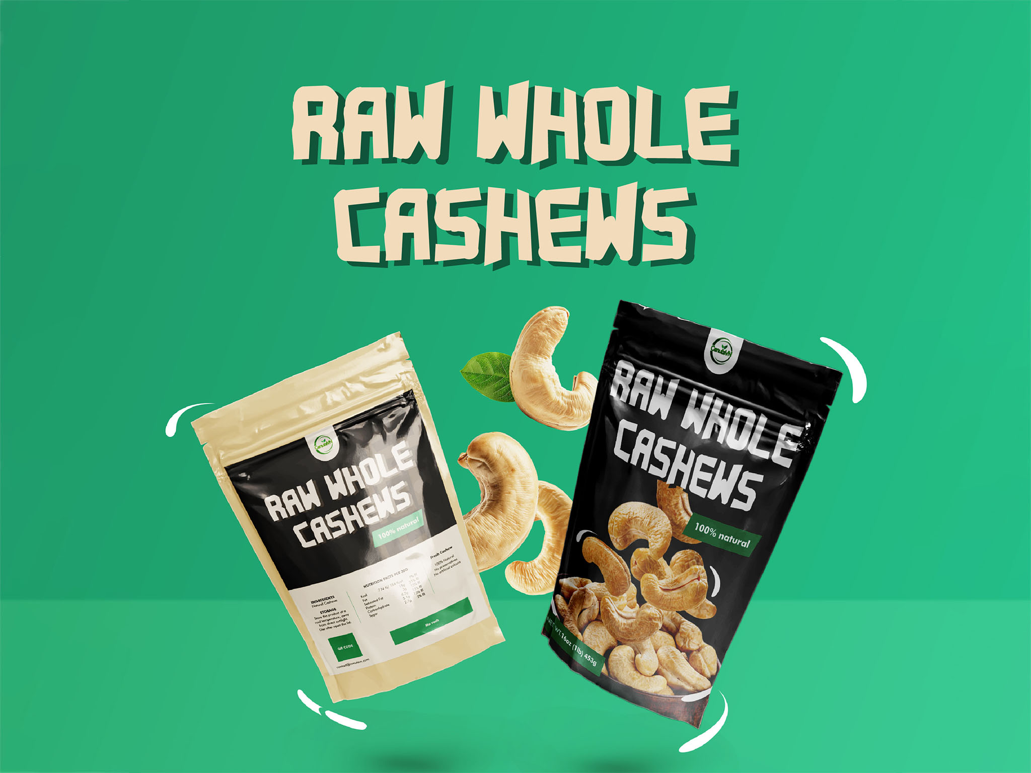 Thiết kế bao bì hạt điều Cashewnuts