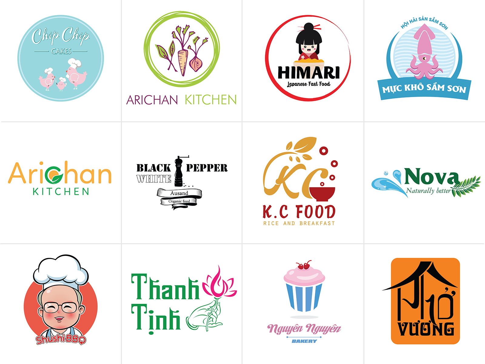 Chúng tôi mang đến cho bạn một thiết kế logo ngành thực phẩm độc đáo và đầy sáng tạo. Logo của chúng tôi sẽ thể hiện tính chuyên nghiệp và độc đáo của thương hiệu của bạn và thu hút khách hàng. Hãy thưởng thức hình ảnh của chúng tôi để cảm nhận sự khác biệt.